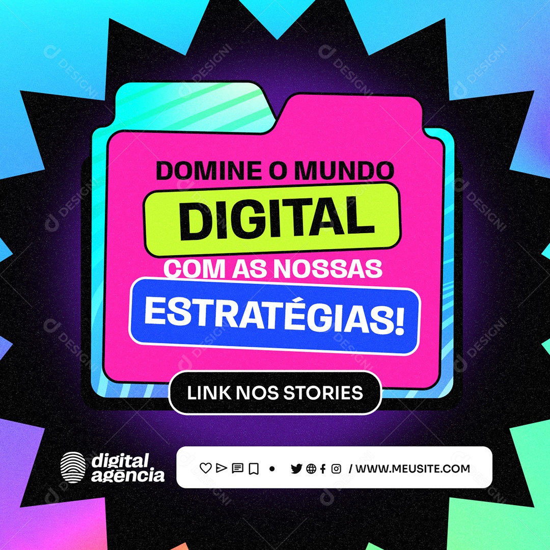 Marketing Digital Domine o Mundo Digital Social Media PSD Editável