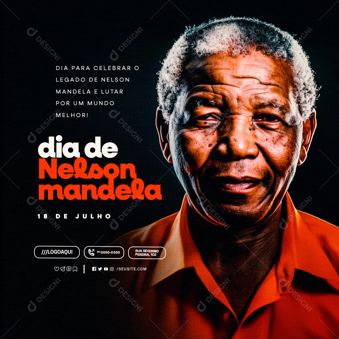 Dia de Nelson Mandela Social Media PSD Editável
