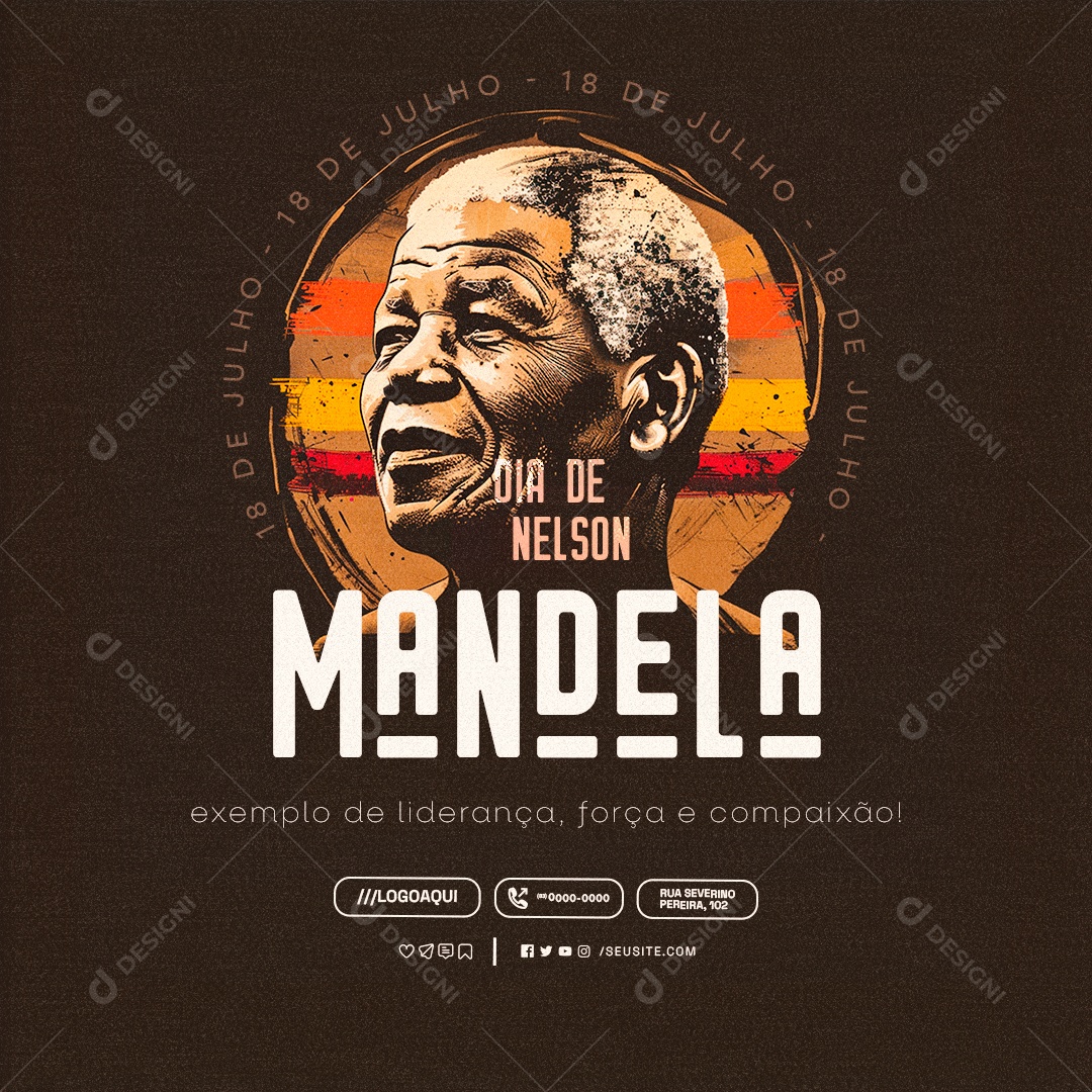 Social Media Dia de Nelson Mandela 18 de Julho PSD Editável