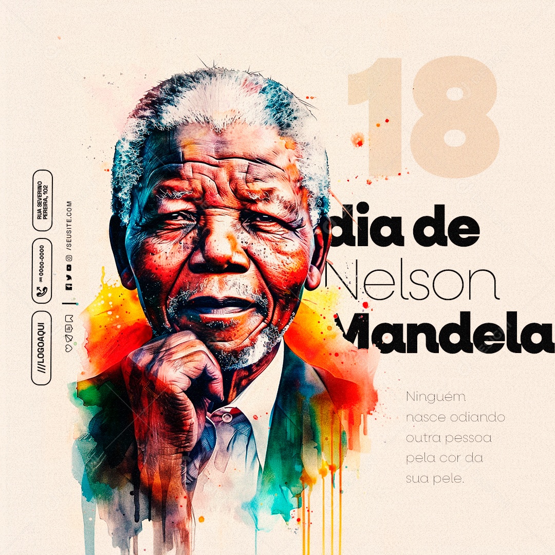 Dia de Nelson Mandela 18 de Julho Social Media PSD Editável