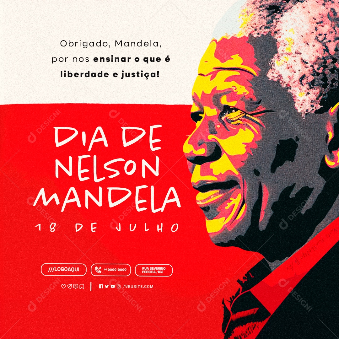 Dia de Nelson Mandela 18 de Julho Social Media PSD Editável