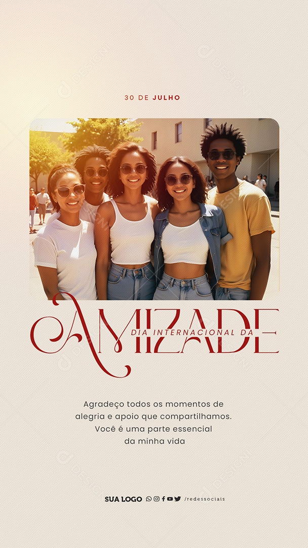 Story Dia Internacional da Amizade 30 de Julho Social Media PSD Editável