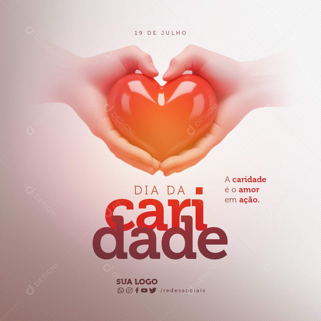 Dia da Caridade 19 de Julho é o Amor em Ação Social Media PSD Editável