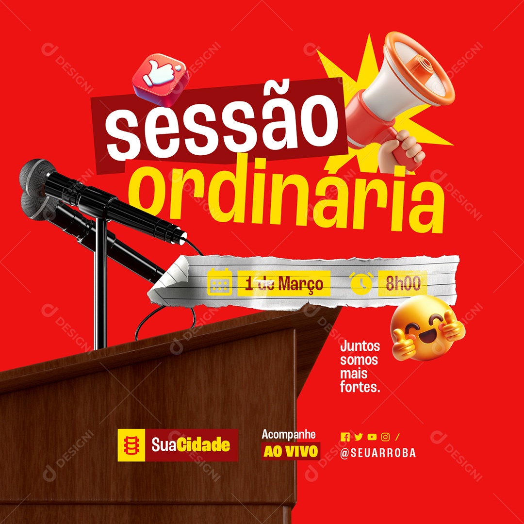Sessão Ordinária Acompanhe Ao Vivo Social Media PSD Editável