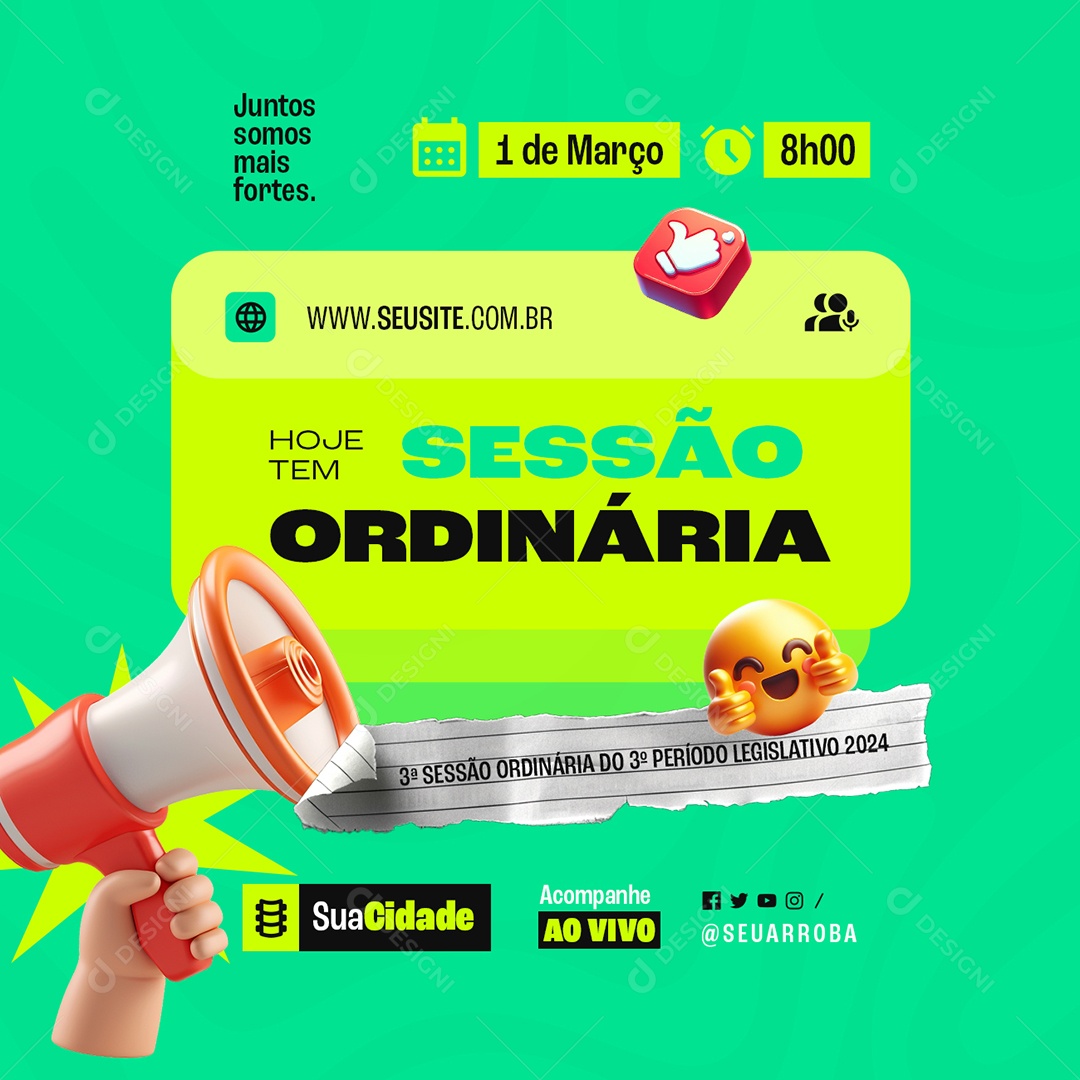 Sessão Ordinária Juntos Somos Mais Forte Social Media PSD Editável