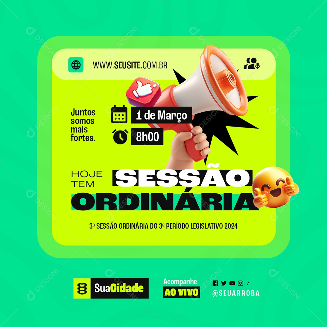 Hoje Tem Sessão Ordinária Social Media PSD Editável