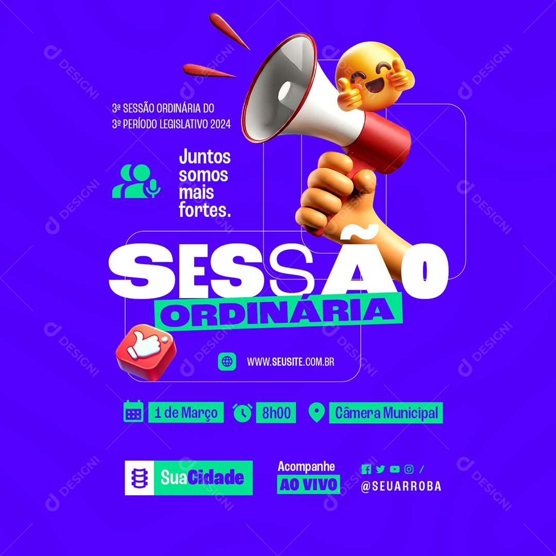 Sessão Ordinária Juntos Somos Mais Forte Social Media PSD Editável