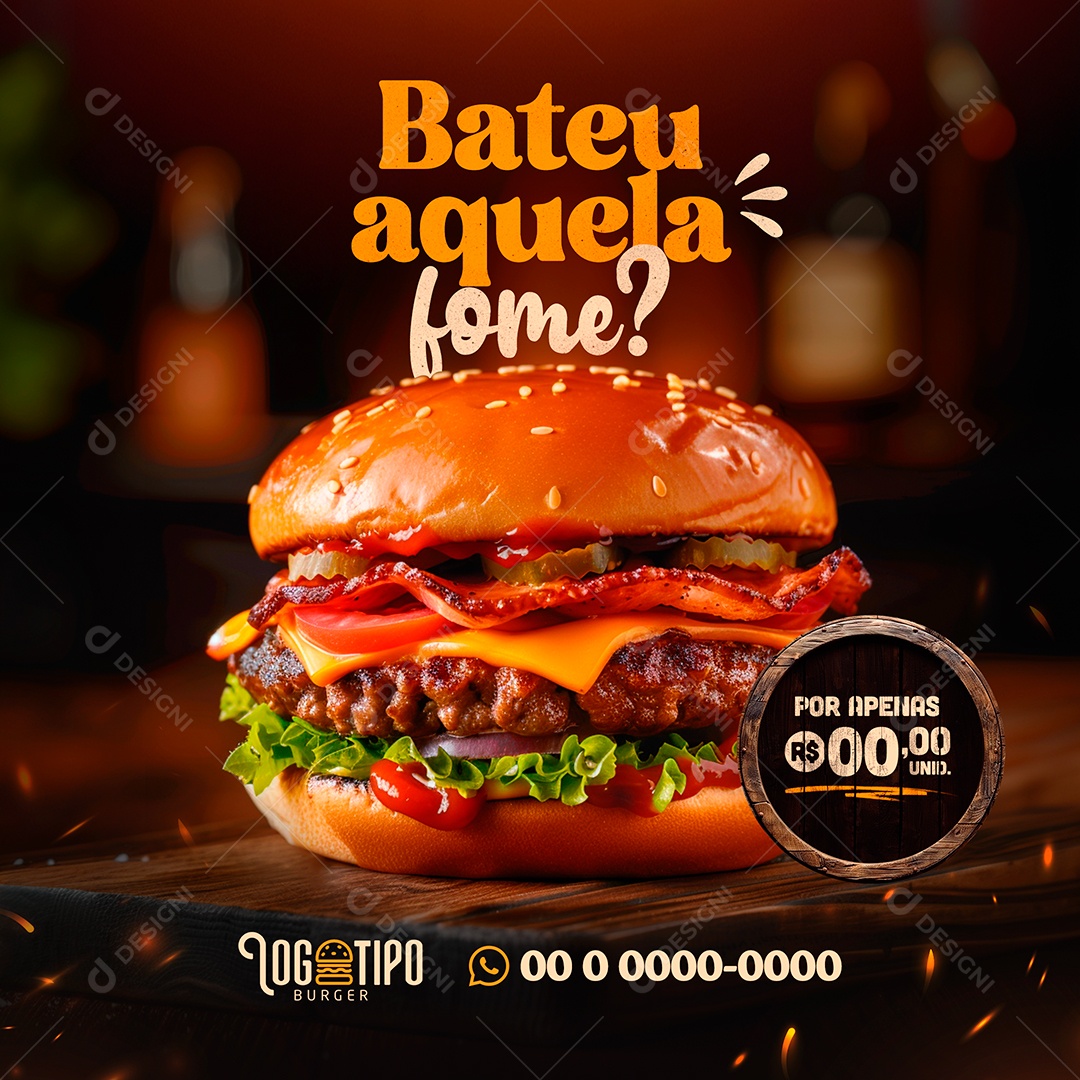 Bateu Aquela Fome Social Media PSD Editável