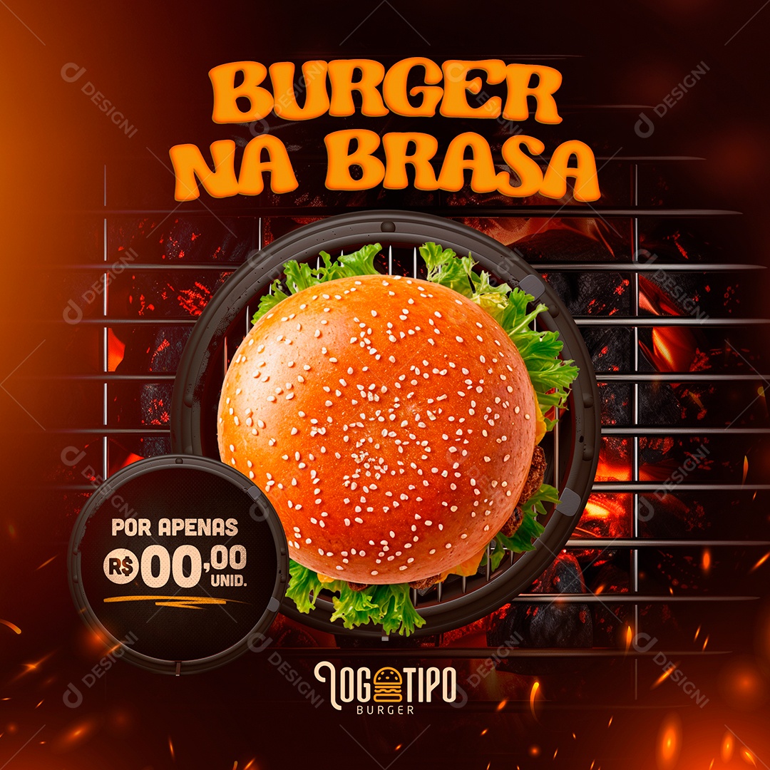 Burguer na Brasa Social Media PSD Editável