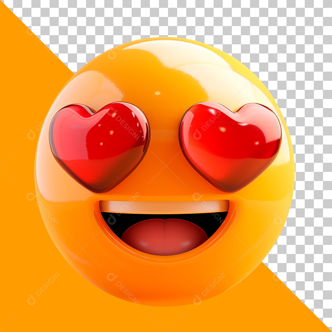 Emoji de Coração Elemento 3D para Composição PSD