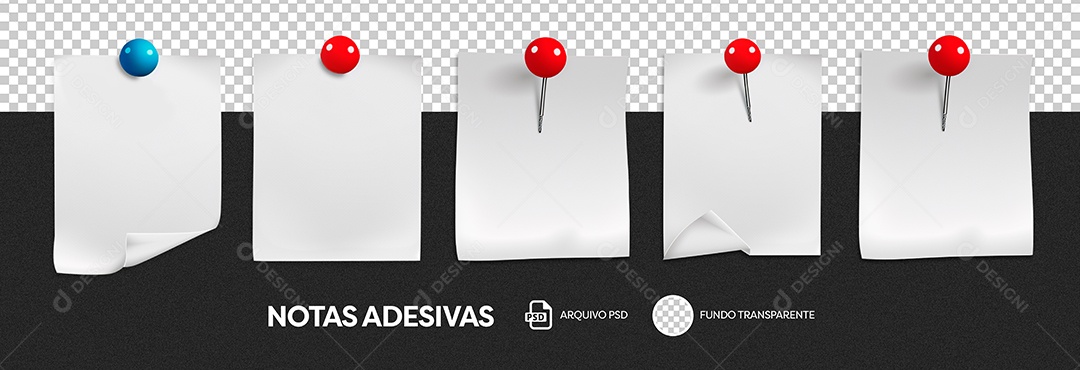 Notas Adesivas Elemento 3D para Composição PSD