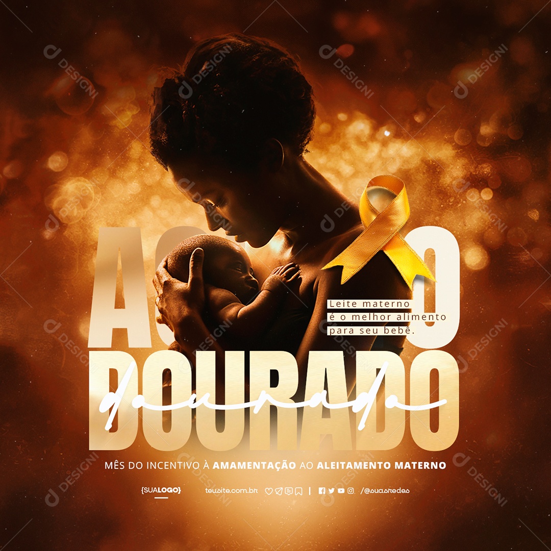 Agosto Dourado Mês do Incentivo Social Media PSD Editável