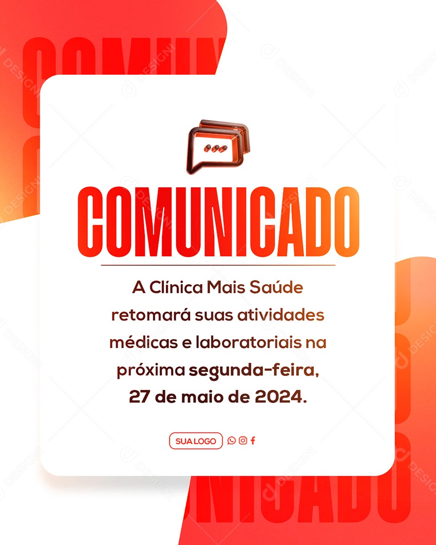 Comunicado Social Media PSD Editável