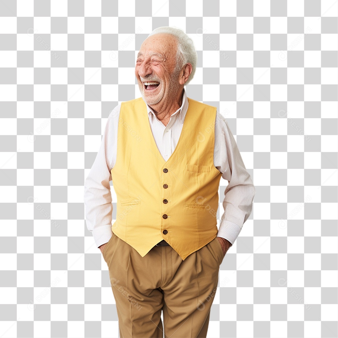 Homem Idoso Sorrindo PNG Transparente