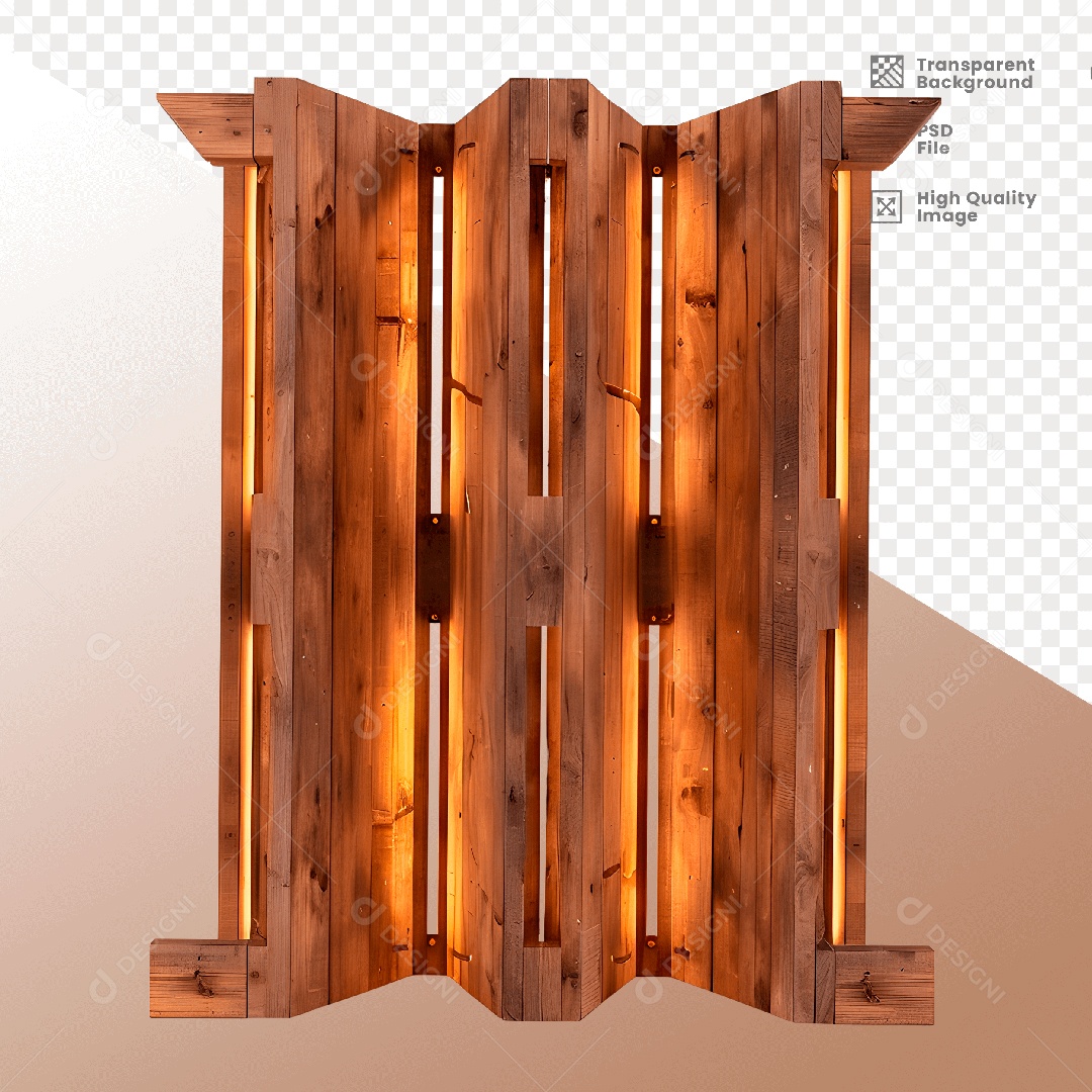 Porta de Madeira com Luz Elemento 3D para Composição PSD