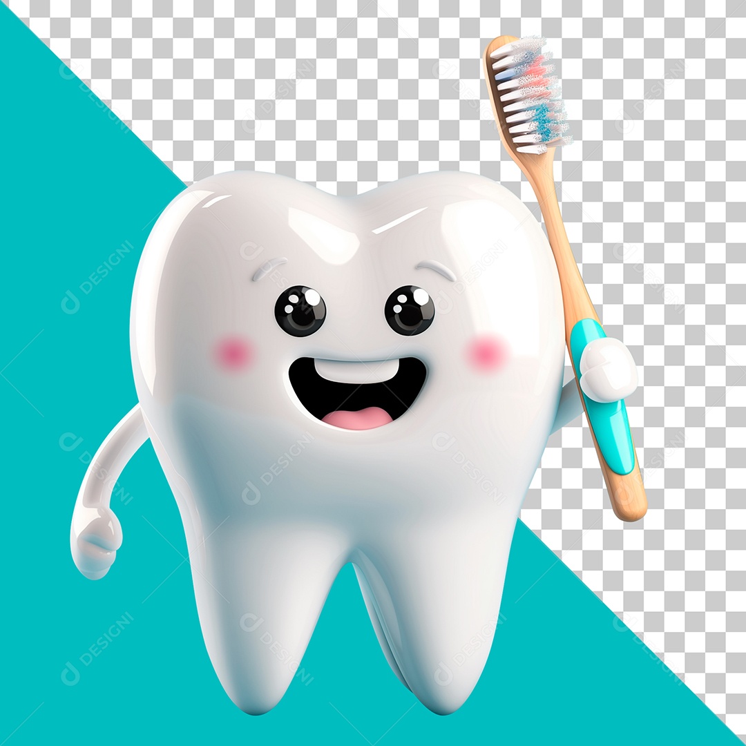 Dentinho Sorrindo Elemento 3D para Composição PSD