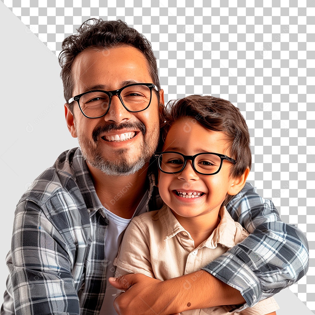 Pai e Filho Abraçados Elemento 3D para Composição PSD