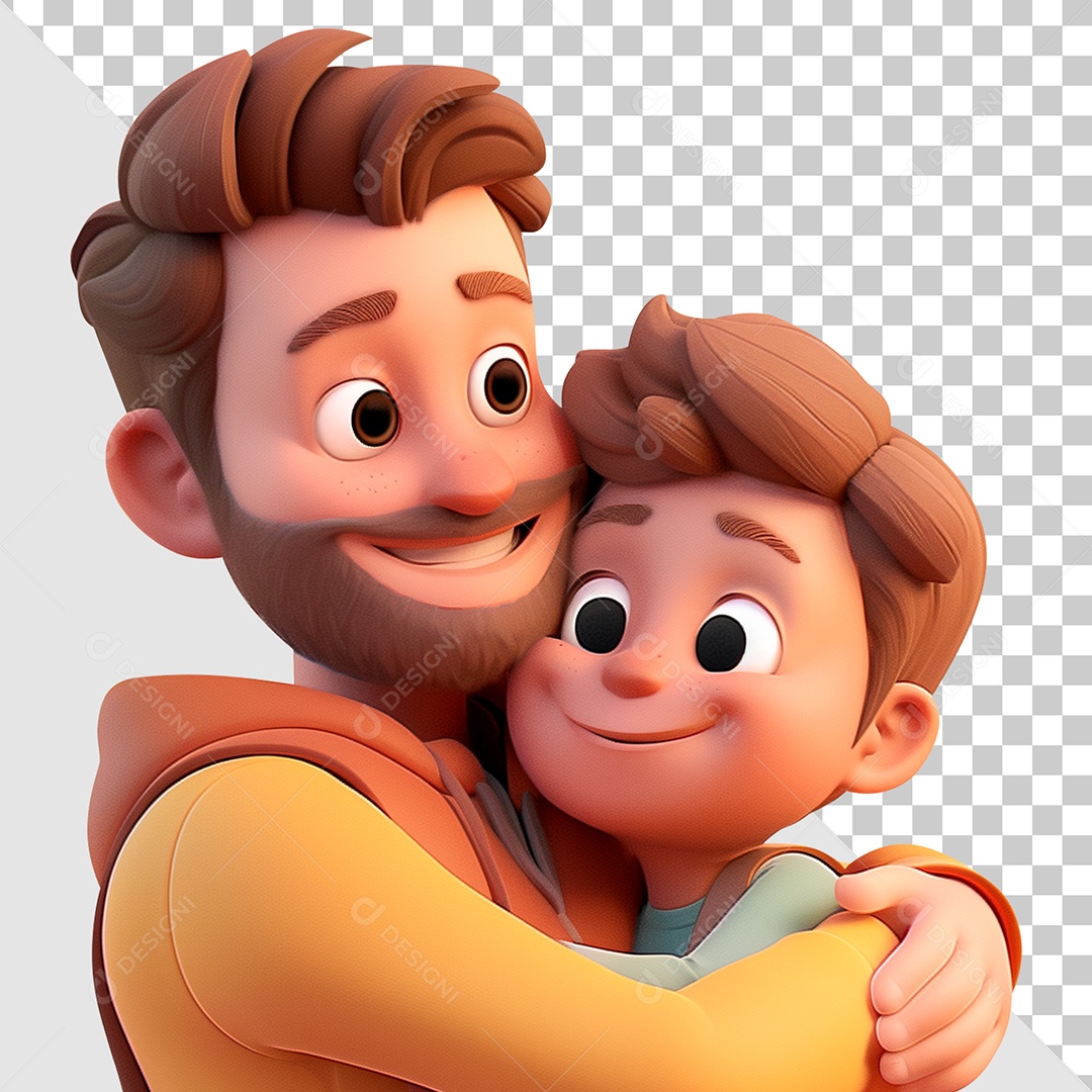 Pai e Filho Elemento 3D para Composição PSD