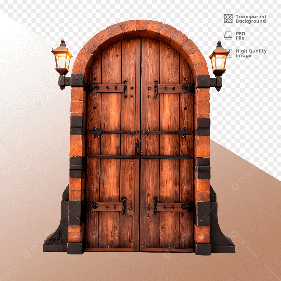 Porta de Madeira  Elemento 3D para Composição PSD