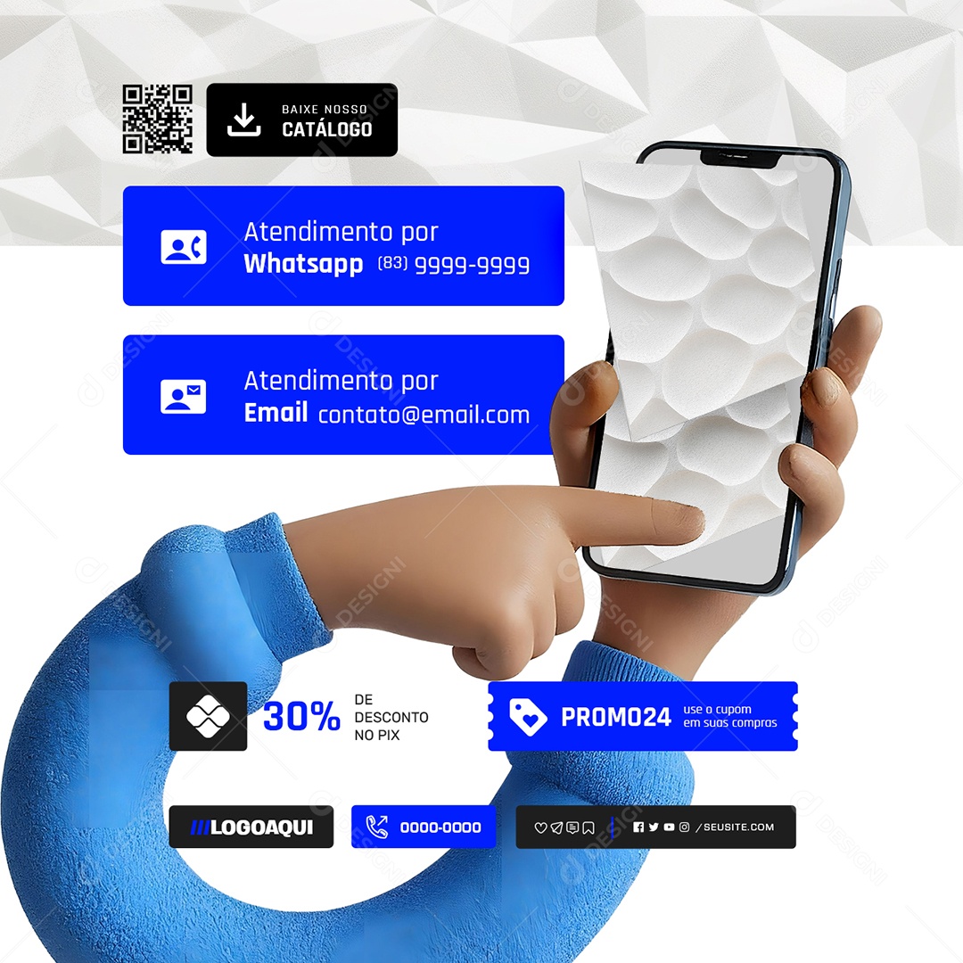 Gessos Atendimento por Whatsapp Social Media PSD Editável