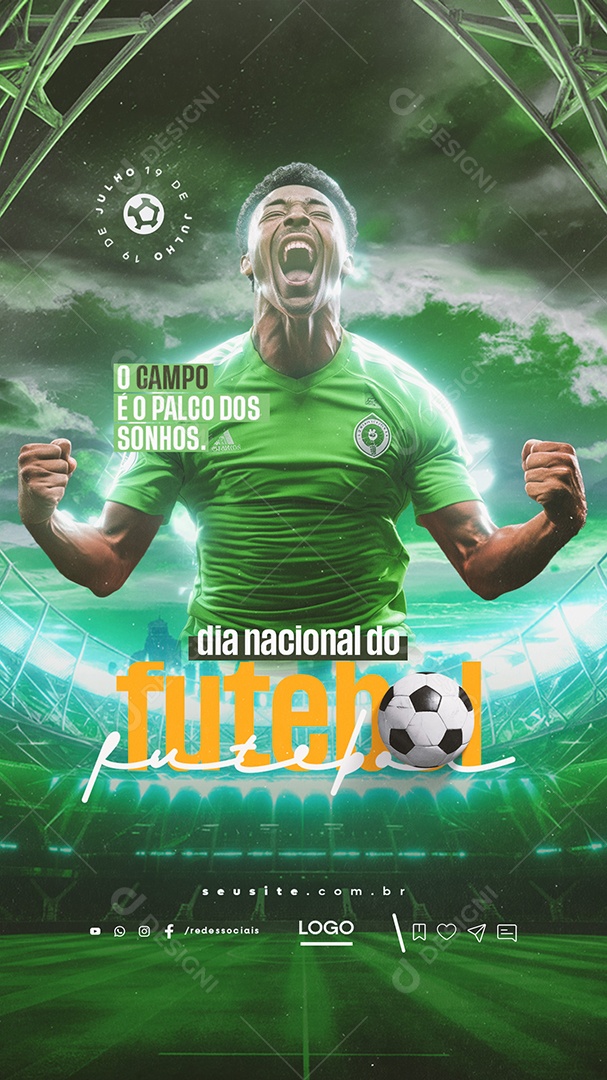 Story Dia Nacional do Futebol 19 de Julho Social Media PSD Editável