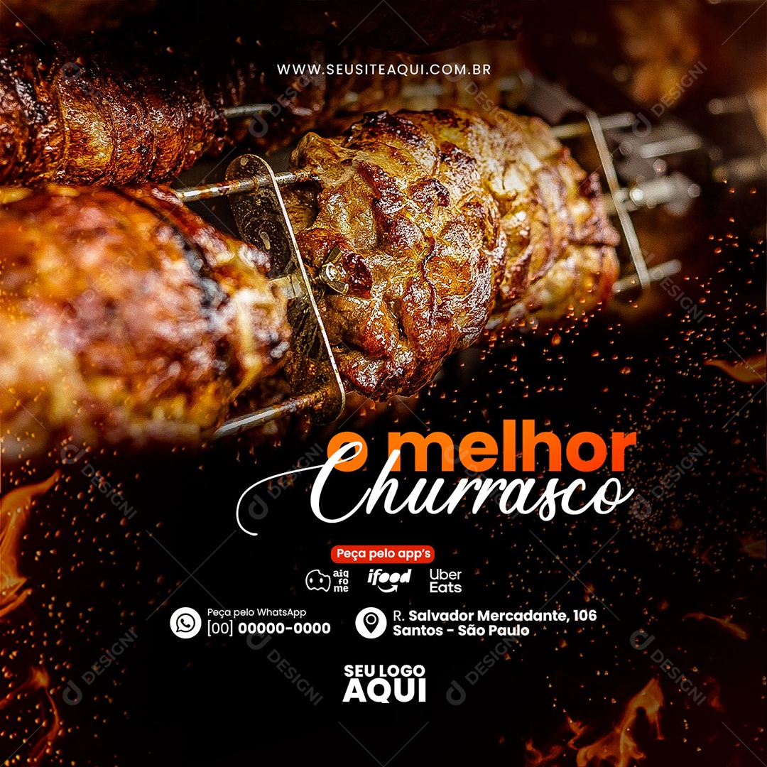 Feed Churrascaria o Melhor Churrasco  Social Media PSD Editável