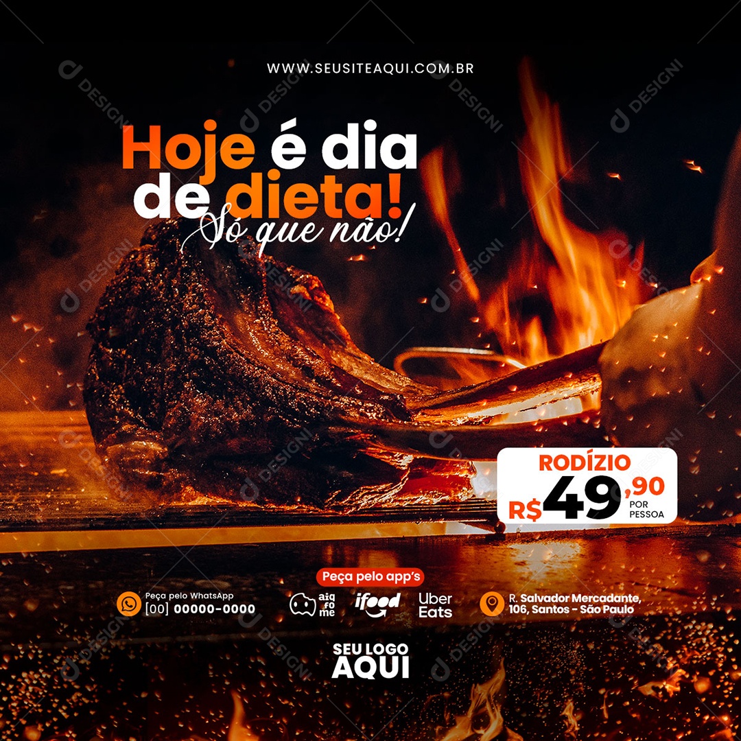 Feed Churrascaria Social Media PSD Editável