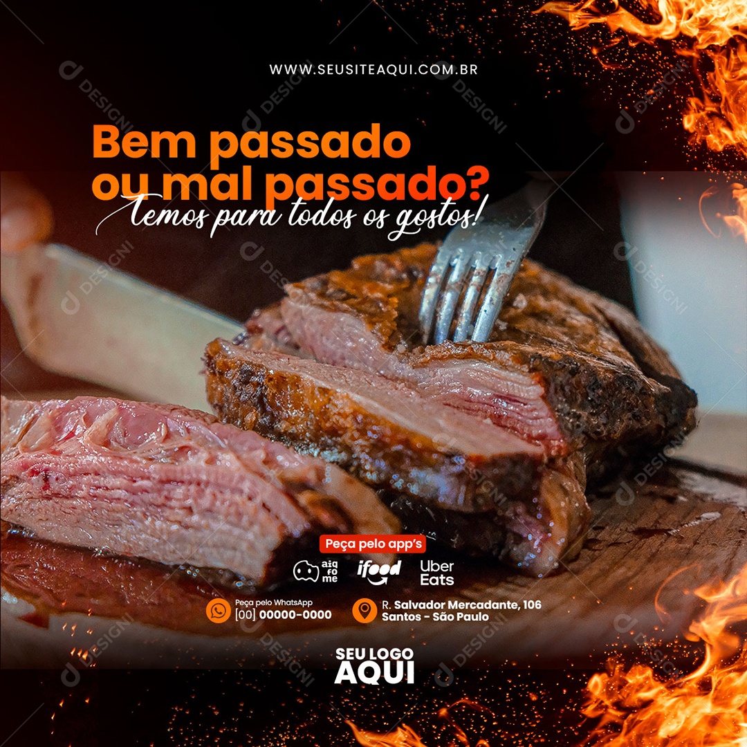 Feed Churrascaria Social Media PSD Editável