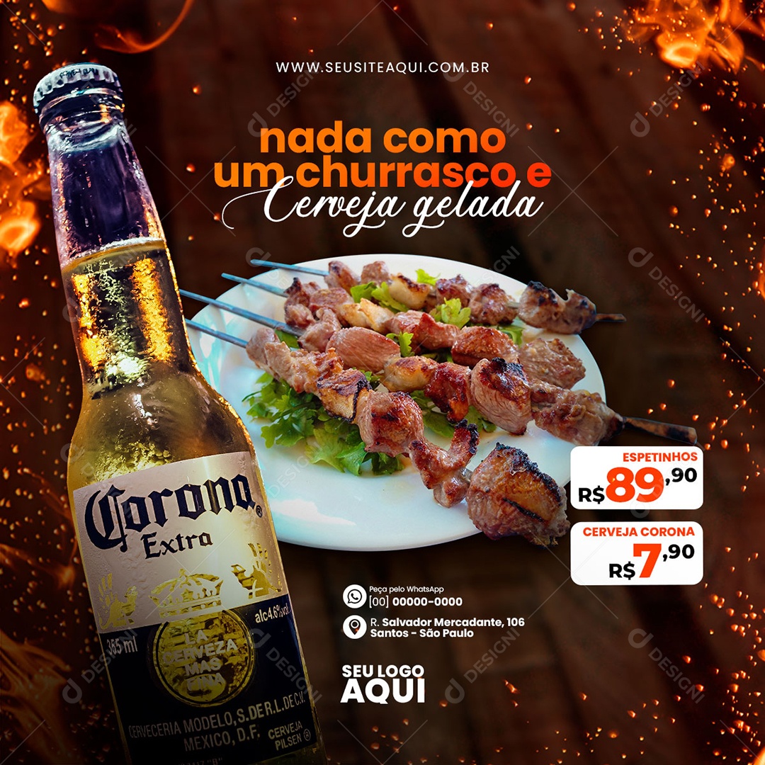 Feed Churrascaria Social Media PSD Editável