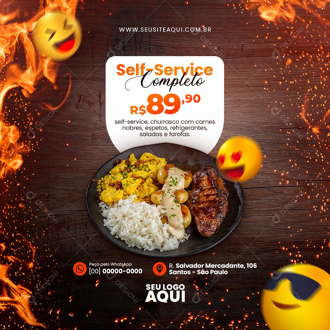 Feed Churrascaria Self-Service Social Media PSD Editável