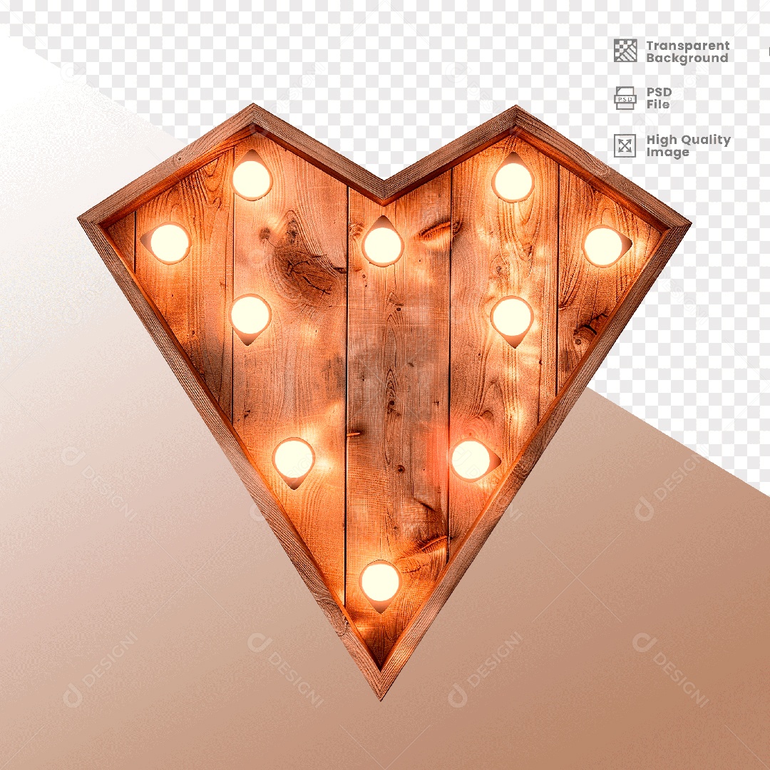 Losango de Madeira com Luz Elemento 3D para Composição PSD