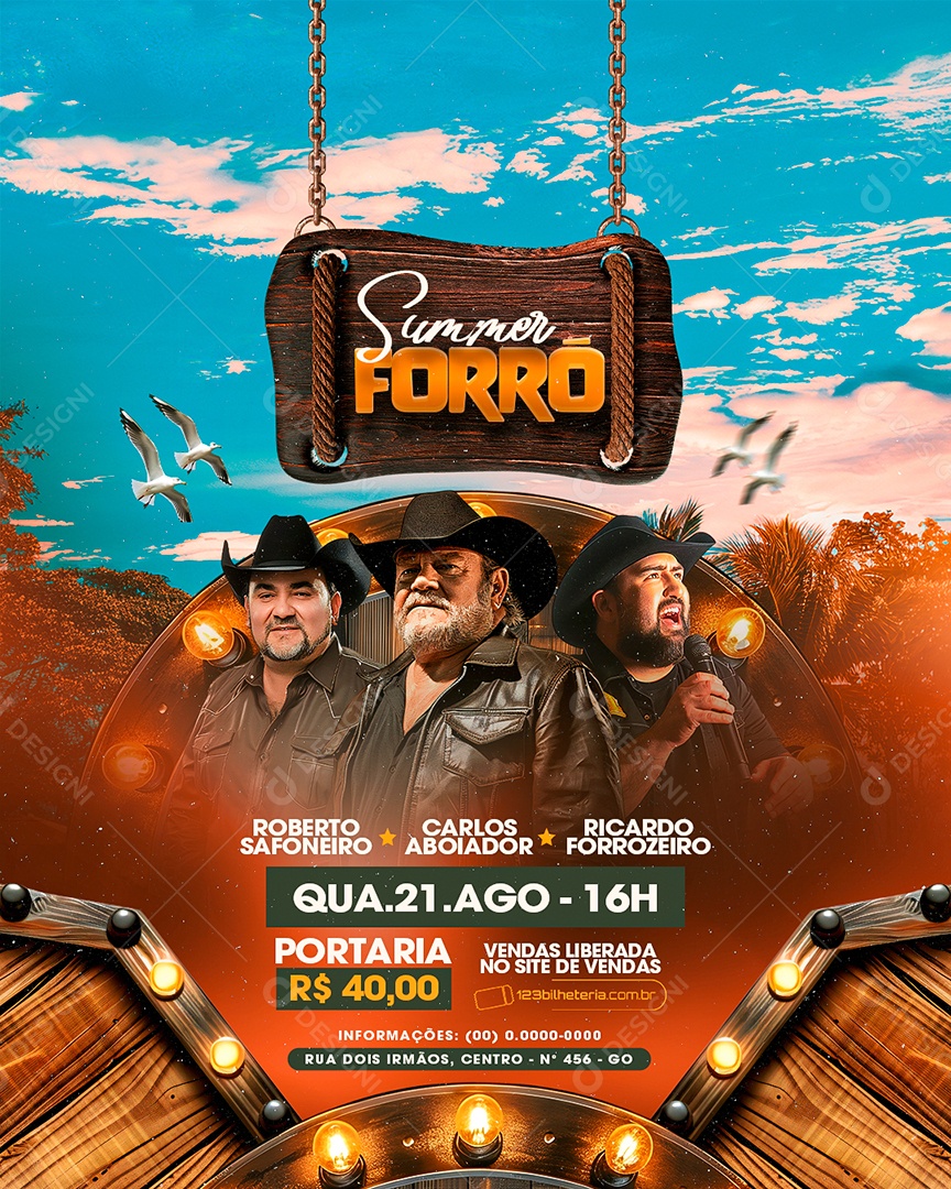 Flyer Summer Forró Social Media PSD Editável