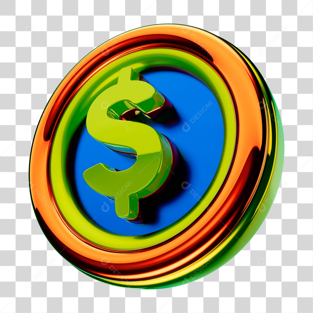 Elemento 3D Cifrão Símbolo PNG Transparente