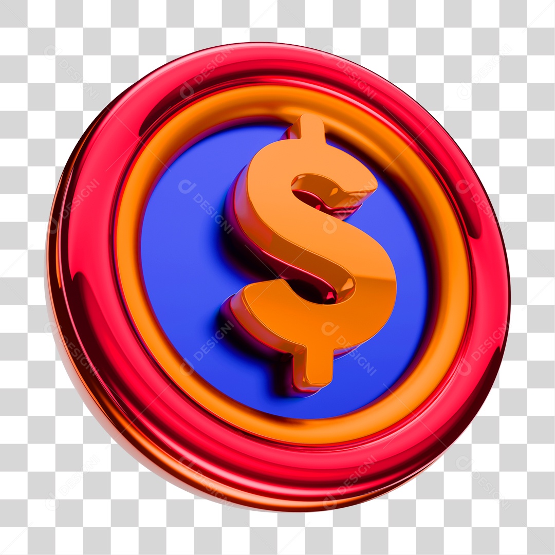 Elemento 3D Cifrão Símbolo PNG Transparente