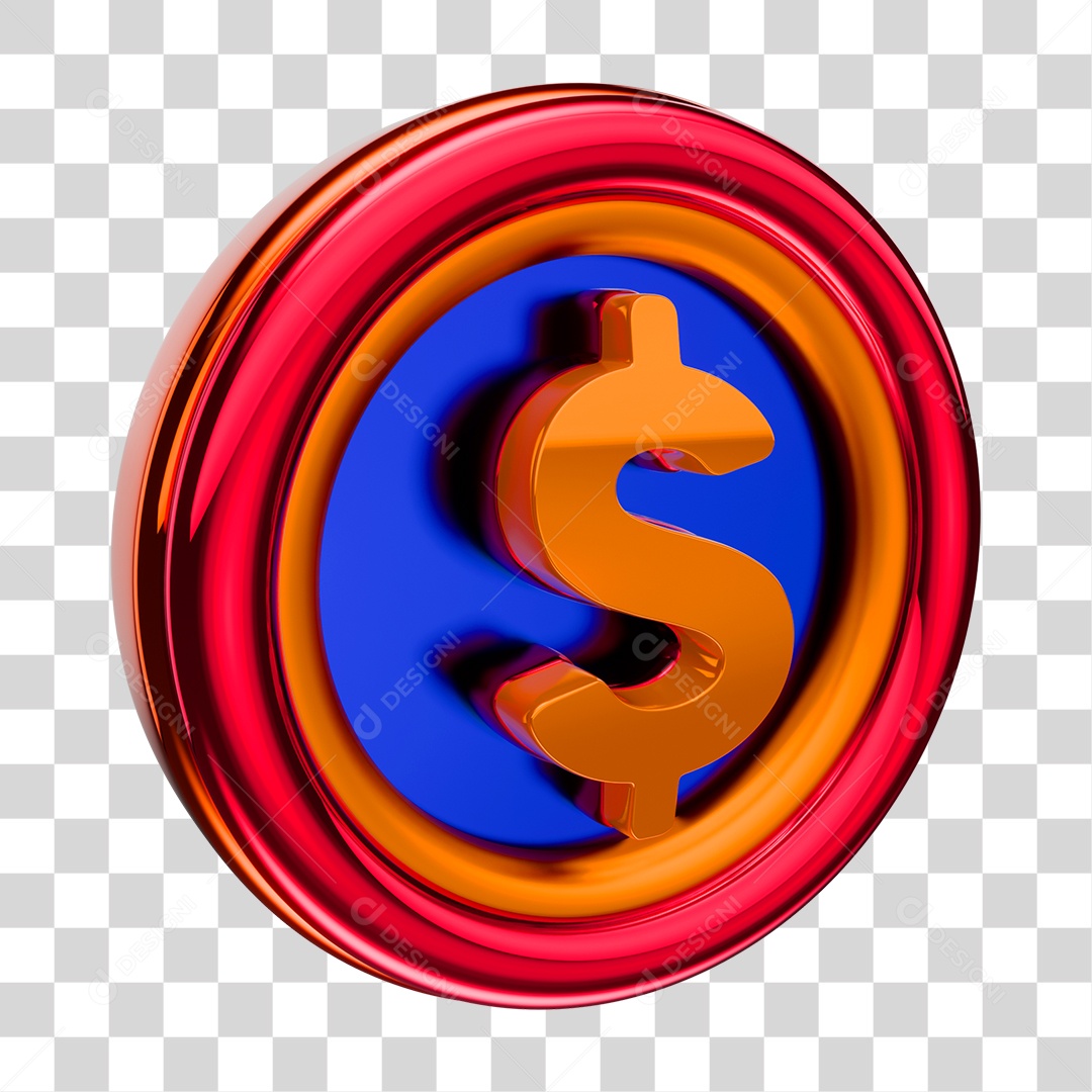 Elemento 3D Cifrão Símbolo PNG Transparente