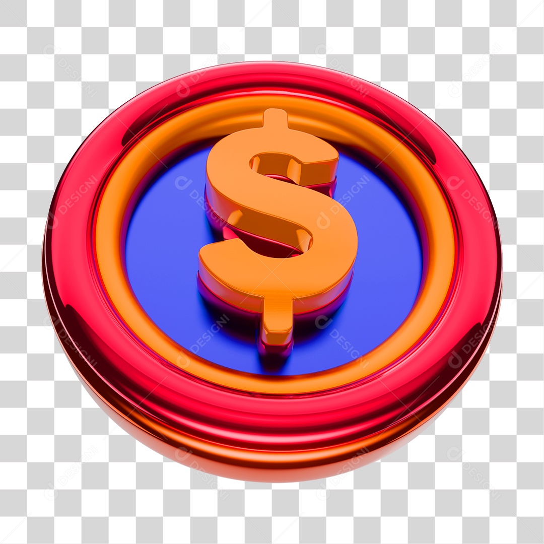 Elemento 3D Cifrão Símbolo PNG Transparente