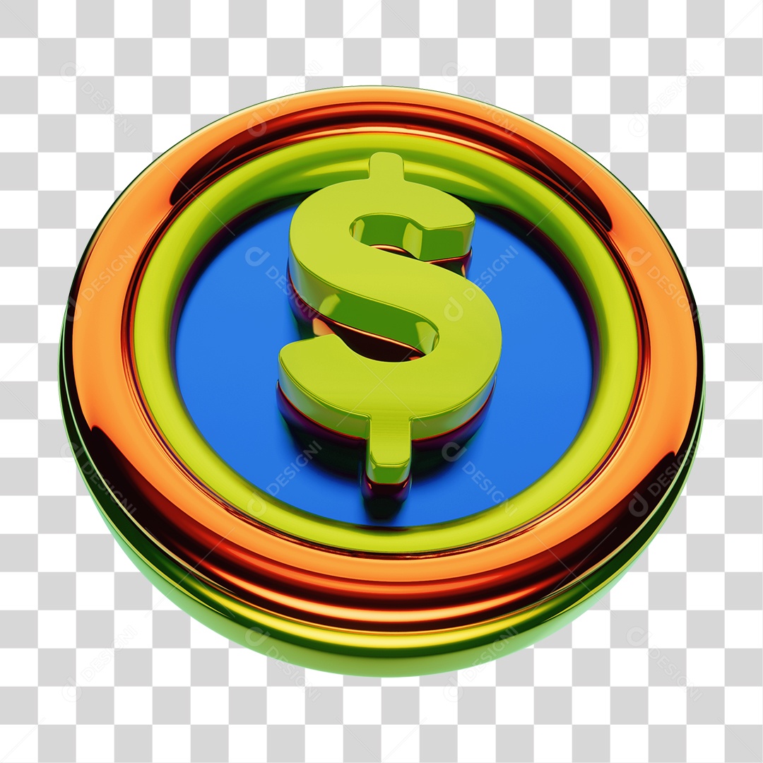 Elemento 3D Cifrão Símbolo PNG Transparente