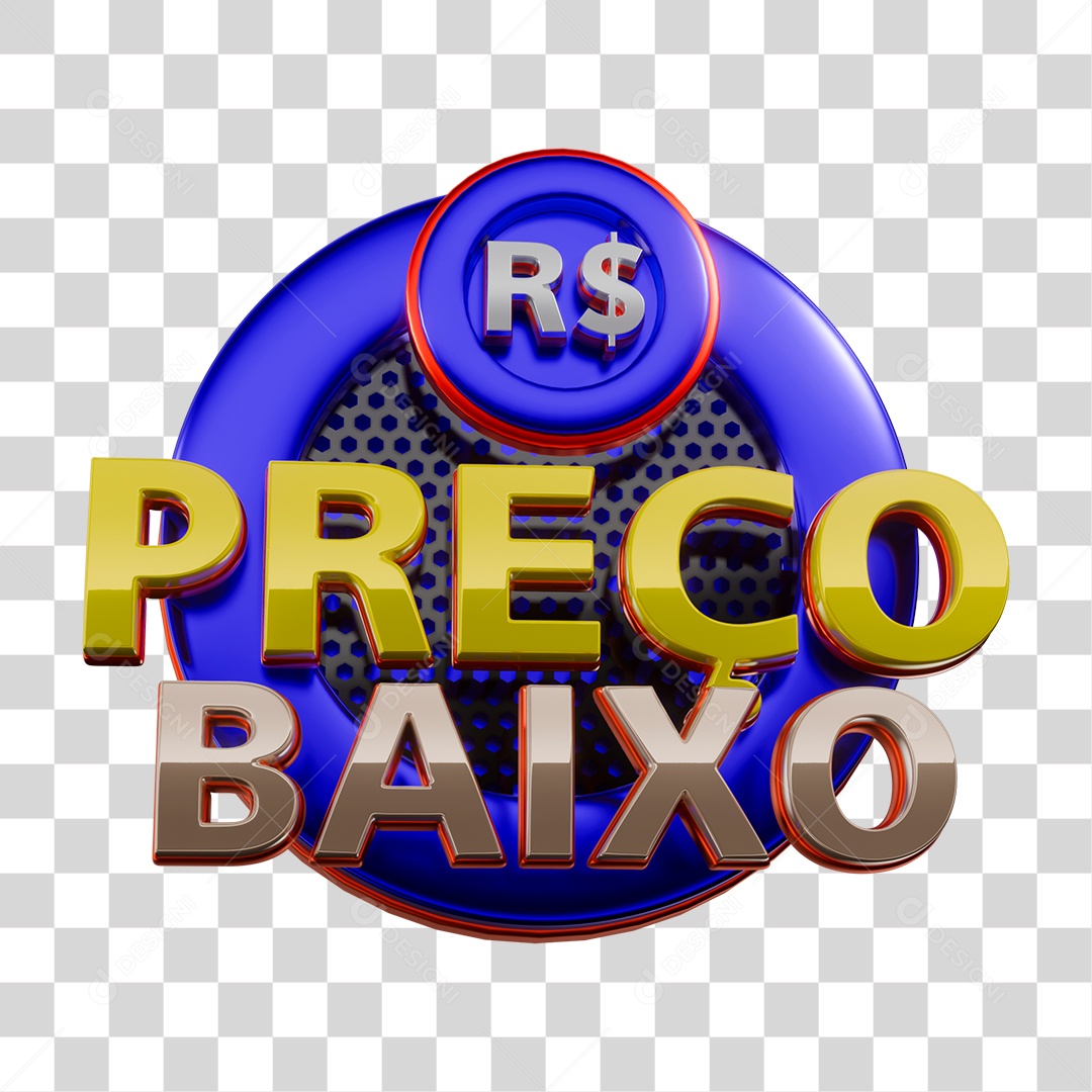 Preço Baixo Com Cifrão Selo 3D Para Composição PNG