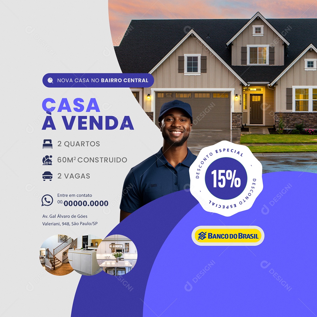 Corretora Casa à Venda 15% Social Media PSD Editável