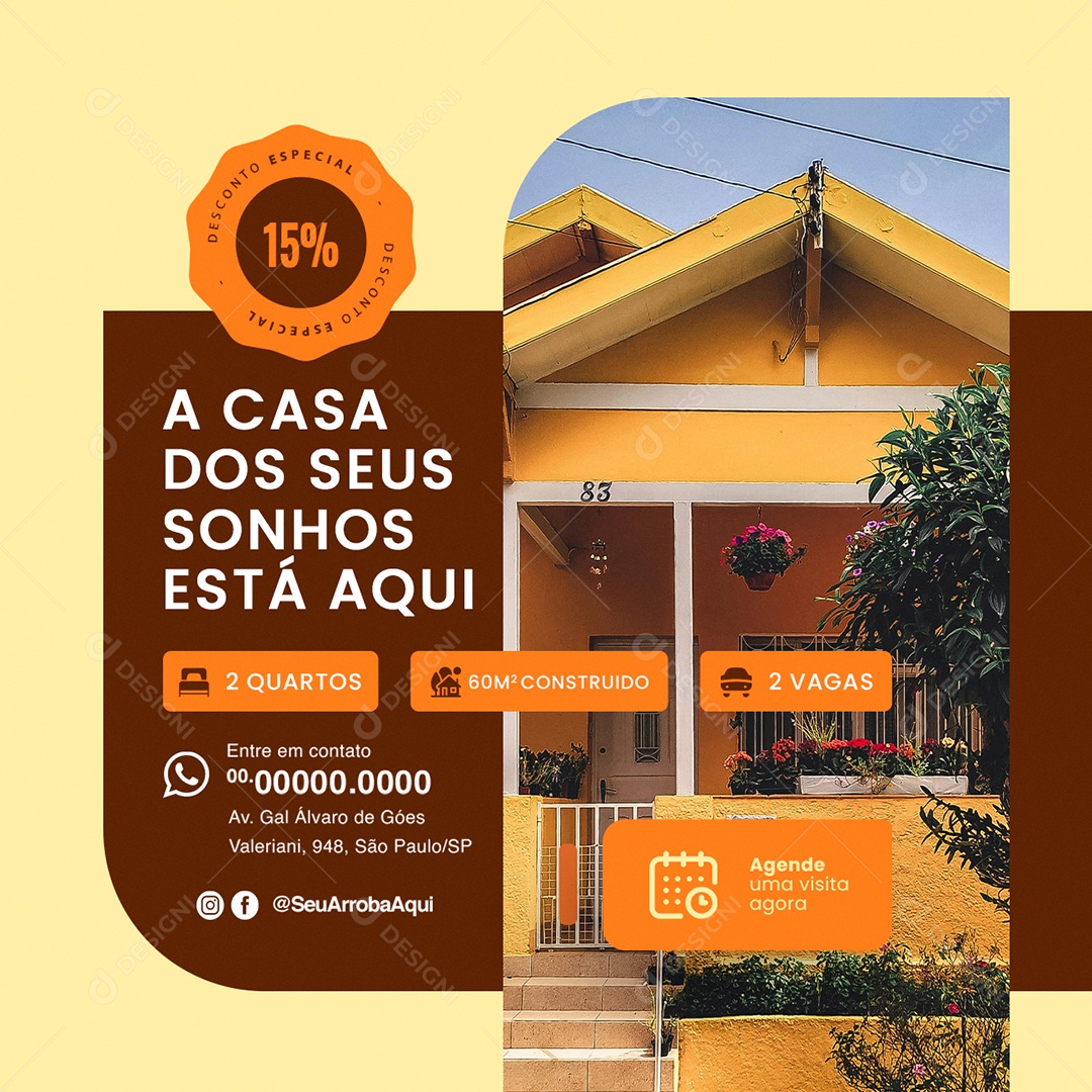 Corretora A Casa dos Sonhos Está Aqui Social Media PSD Editável