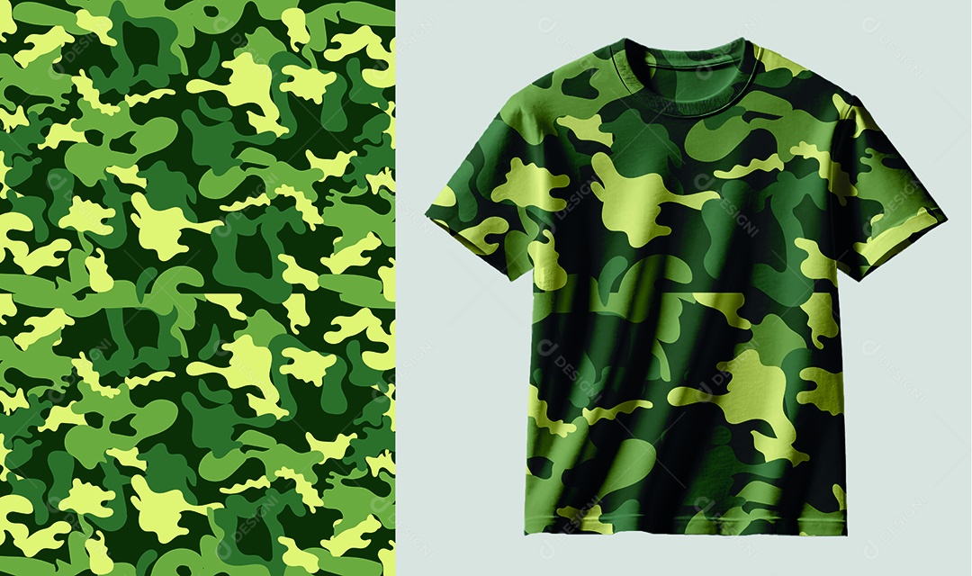 Modelo de Estampa Camuflada Ilustração AI