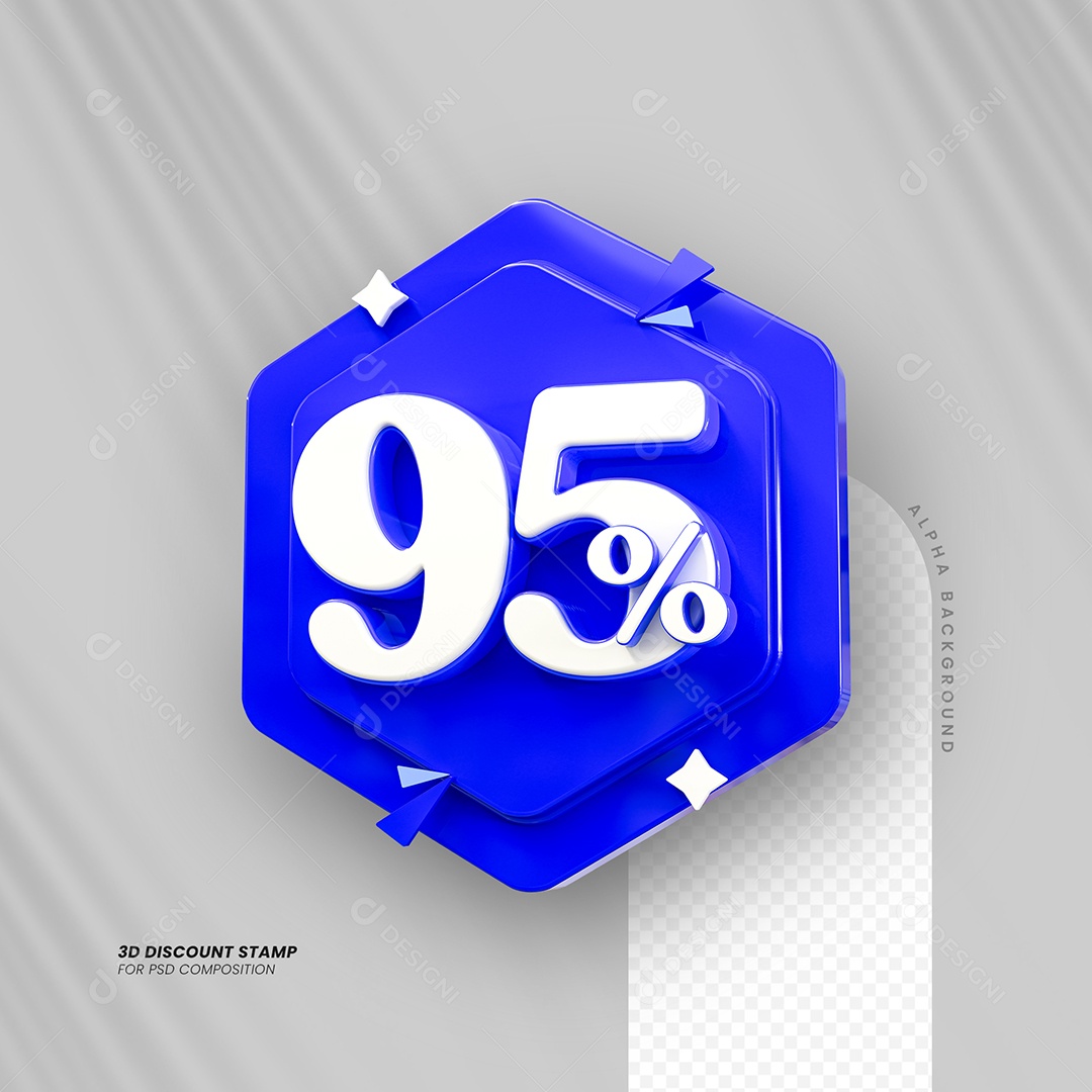 Desconto de 95% Elemento 3D Azul e Branco para Composição PSD