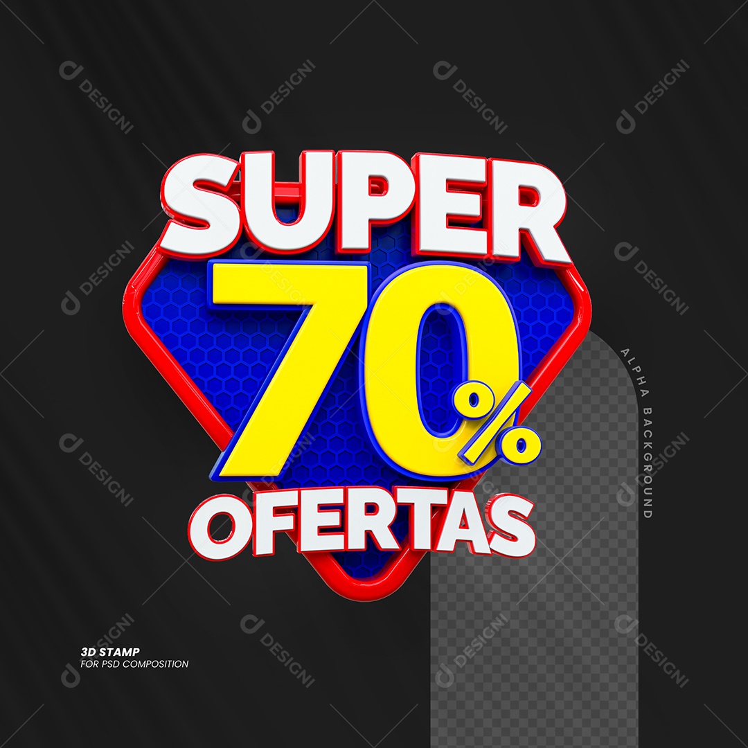 Super Ofertas de 70% Selo 3D para Composição PSD