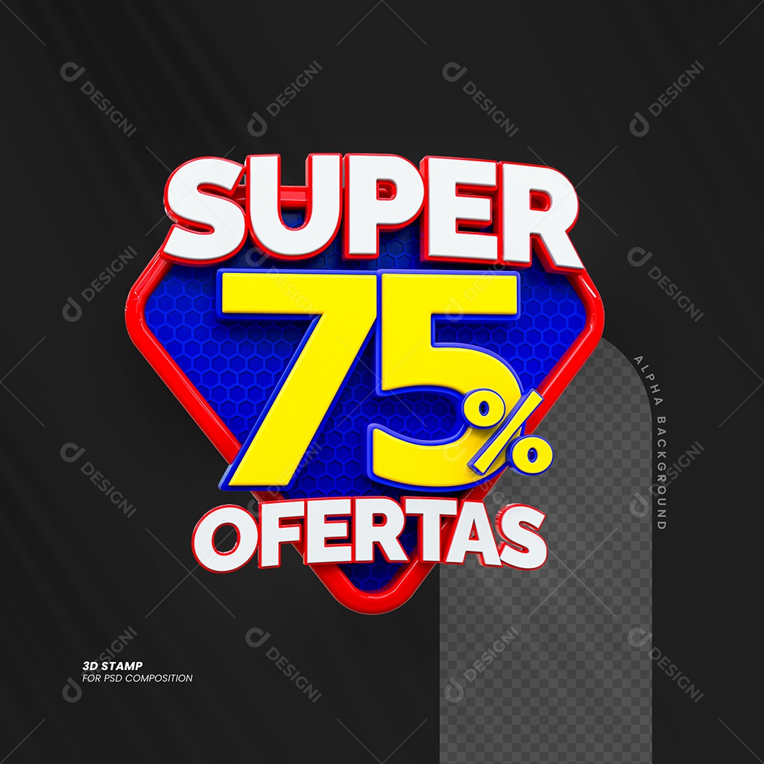 Super Ofertas de 75% Selo 3D para Composição PSD