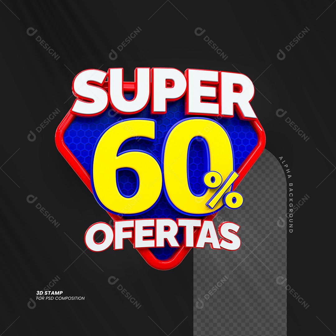 Super Ofertas de 60% Selo 3D para Composição PSD