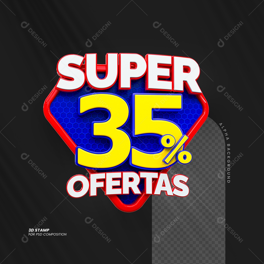 Super Ofertas de 35% Selo 3D para Composição PSD