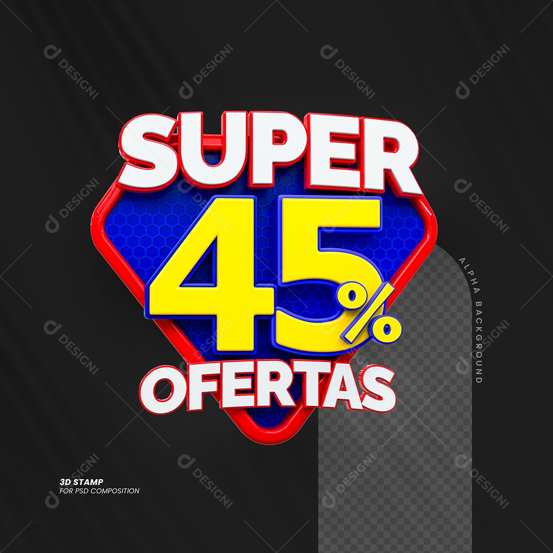 Super Ofertas de 45% Selo 3D para Composição PSD