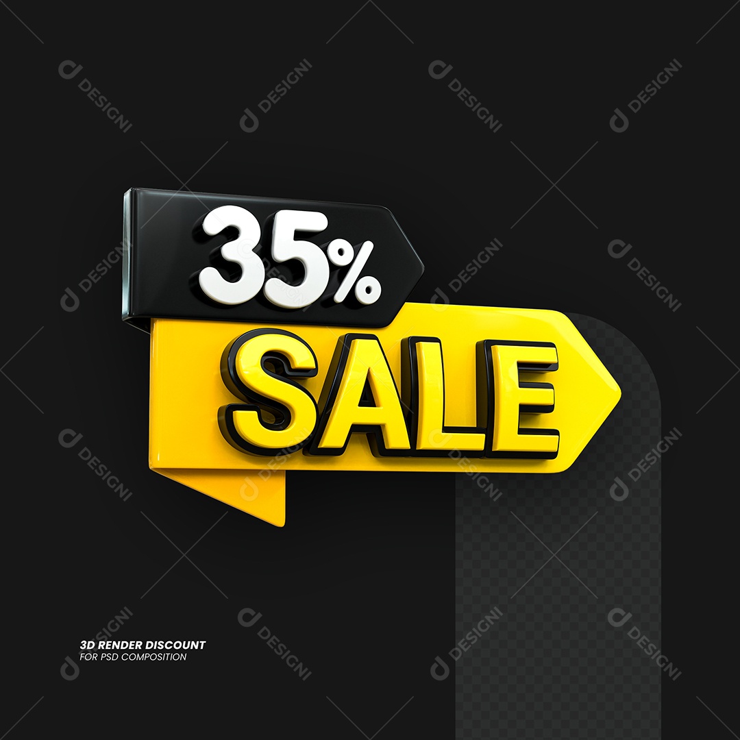 Desconto 35% Elemento 3D para Composição PSD