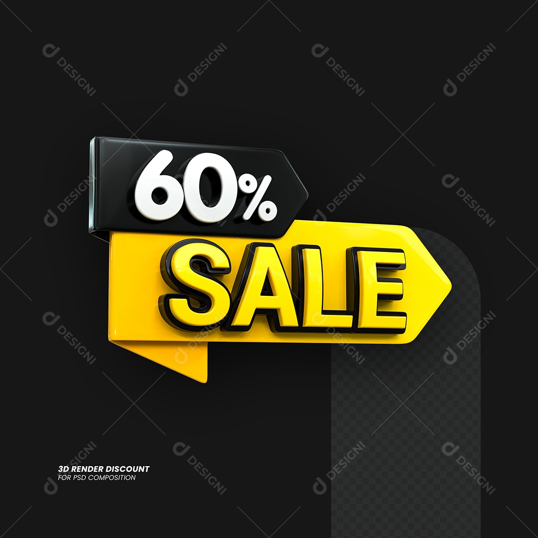 Desconto de 60% Elemento 3D para Composição PSD