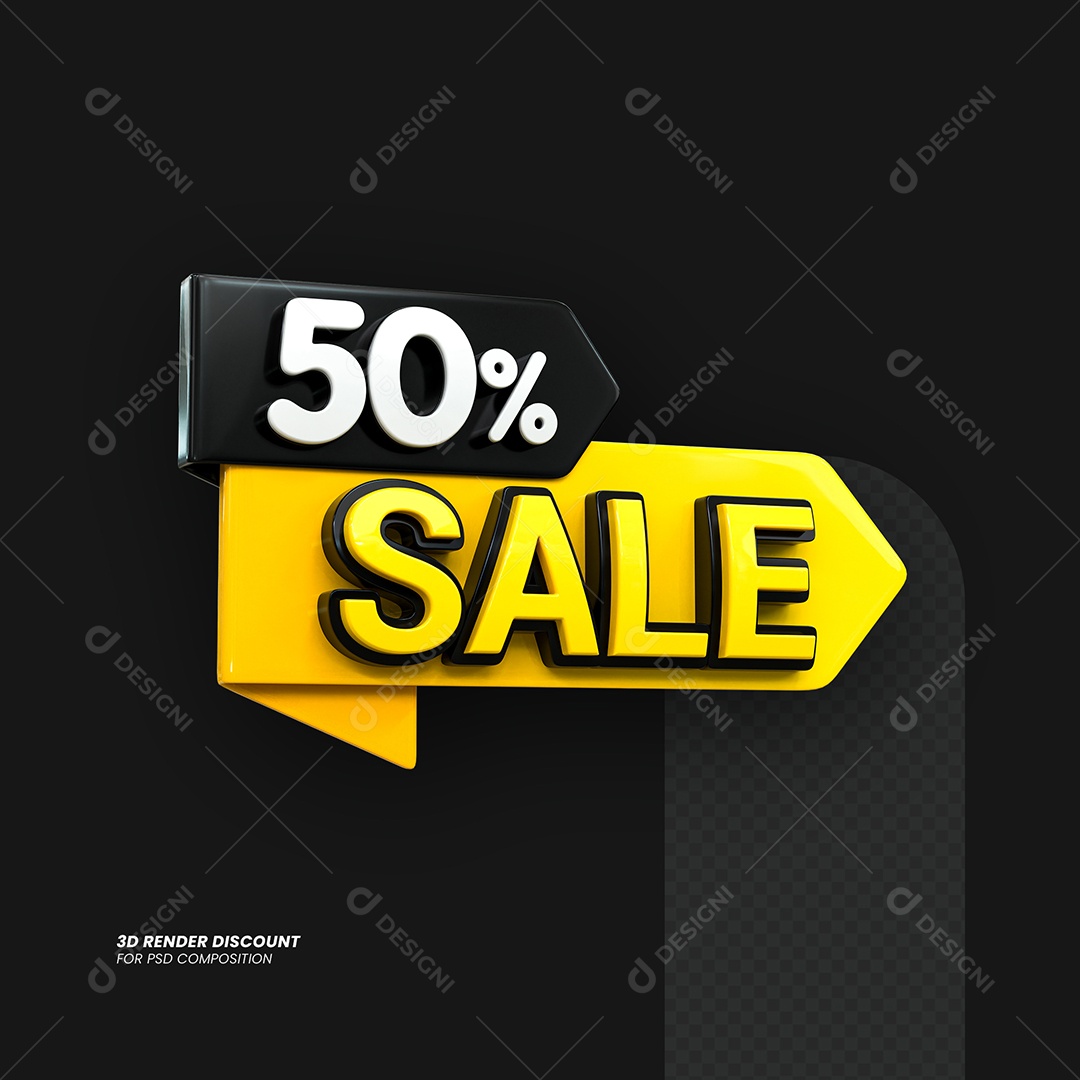 Desconto 50% Elemento 3D para Composição PSD